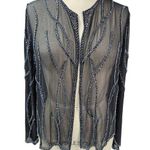 JMD New York Blouse Jacket Evening LP Sheer Black Fully Beaded Long Sleeves Size undefined Photo 0