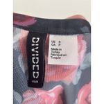 H M Divided Top Sheer Stretch Black Red Rose Punk Goth Y2K Small Whimsical Photo 1