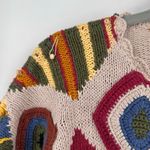 Vintage Knitting Needles Knit Sweater Embellished Geometric Sweater Wacky Sz L Tan Size L Photo 4
