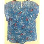 Lily White  Floral Blouse size M Top Blue Photo 1
