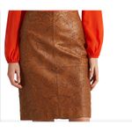 NEW Lauren Ralph Lauren Black Label Tooled Leather Pencil Skirt Sz 10 Brown Luxe Photo 11