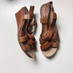 G.H Bass Women's Cognac Brown Remy Strappy Braided Pattern Wedge Sandals Sz 7 Photo 4