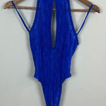 Vintage‎ Andrea Kristoff Escante Lace Teddy M Blue Halter Cutout Sexy Size M Photo 0