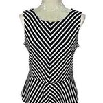 Banana Republic  Black and White Stripe Sleeveless Chevron Chevron Top Size 12 Photo 0