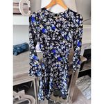 Shoshanna Silk Abstract Print Dress in Blue and Black Size 4 Photo 4