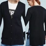 Moth x Anthropologie Anna Ribbed Side Tie Cardigan Black Size M Photo 0
