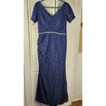Alyce Paris  Navy Blue Lace Embellished Waist Maxi Evening Cocktail‎ Dress 14 Photo 1
