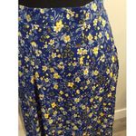 Gilli Medium Blue Yellow Floral Skirt Elastic Waist Knee Length Stretch Photo 2