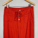 Sundance Pants Womens Small Orange Gauze Button Front Straight Leg Coastal Beach Photo 13