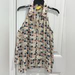 Maeve (Anthropologie) Lipstick Print Halter Blouse - Cream and Blue Size 6 Photo 7