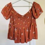 American Vintage LA Hearts Coral Pink Spring Floral Boho off the Shoulder Crop Top Blouse Size L Photo 5