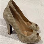 Cole Haan Cream Textured Peep-Toe Heels Photo 4