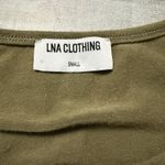 LNA Bodysuit Long Sleeve Khaki Olive Green Size Small Ruffle Peplum Shoulders Photo 2