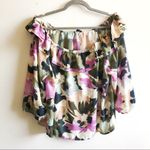 J.Crew Mercantile Blouse Floral Ruffled Neck Top Sz XL EUC Off Shoulder Photo 2