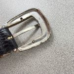 Brighton Vtg Leather Belt M/L 32 Black Croc Embossed Mixed Metal Buckle 1" Dress Photo 7