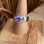 High polished Stainless Steel Ring with Amethyst AAA Grade CZ Size 9 Purple Photo 1