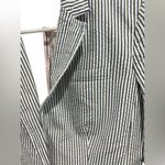 J.Crew Seersucker Blue and White Striped Cotton One Button Blazer Size 4 Photo 3