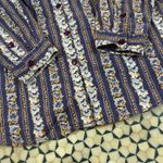 VTG Forelli Women's Blue Floral Stripe Button Up Long Sleeve Shirt Size 26/28 Photo 3