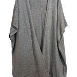 Mystree  Light Grey Fringe Trim Open Poncho Photo 0