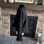 John + Jenn  Black Cowl Neck Sweater with Fringe Photo 10