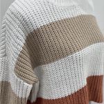 Anthropologie Moon & Madison XS sweater cropped, beige tan rust striped White Photo 2