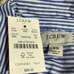 J Crew Factory Button Up Shirt With Pearl Collar Long Sleeve Blue Stripe XS NWT Photo 4