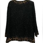 Night Vogue Vintage 80s Silk Black Gold Beaded Sequin Swirly Glam Party Jacket Size 1X Photo 11
