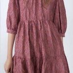 ZARA  Voluminous Textured Puff Sleeve Mini Dress Mauve Pink Sz Medium Photo 0