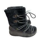 FitFlop Superblizz Black Faux Fur Snow Boots Winter Lace Up Cozy Warm Photo 0
