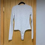 We Wore What  Crew Neck Henley Grey Ribbed Bodysuit - Size Small Photo 1