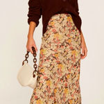 Ralph Lauren Polo Brown Floral Midi Skirt Size 12 Viscose EUC Retail $298 Photo 0