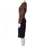 Adele Simpson Vintage early 1980s  Black Floral Print Red & Green Sheath Dress 14 Photo 1
