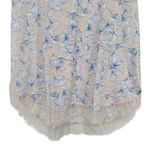 LC Lauren Conrad Ivory Blue Floral Lace Trim Short Sleeve Tee sz Large Tie Back Photo 2
