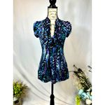 HeartSoul Y2K Baby Doll Ruffle Short Sleeve Top Blue Multi M Size M Photo 3