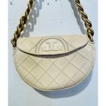 Tory Burch Neutral White Leather Gold Chain Link Handle Shoulder Strap Bag Purse Photo 3