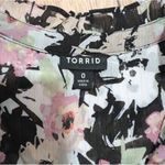 Torrid  Plus 0 0X Black Floral Semi Sheer V Neckline Ruffled Top‎ Shirt Blouse Photo 2