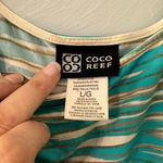 Coco reef  Tank Size Large Sleeveless Stretchy Spandex Metallic Gold Blue Swim Photo 5