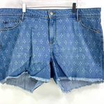 Loft Blue Diamond Print Cut Off Denim Shorts Photo 0