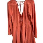ASOS  DESIGN Rust V Neck Textured Fabric Tie Back Long Sleeves Dress Petite US 12 Photo 3