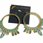 Western glam vibes‎ Links round iridescent statement earrings Green Photo 0