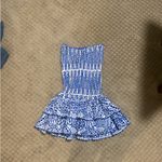 This is a blue and white strapless mini dress, which appears to be the "Vestido Grécia" from the brand Fiozato, or a similar "Charo Ruiz style" dress Size M Photo 1