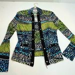 Joseph Ribkoff  Twin Set Full Zip Jacket Camisole Tank Top SZ 12 Black Green Blue Photo 0