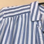 BeachLunchLounge  Women’s Striped Split Neck Button-Up Tie 7/8 Sleeve Shirt Photo 5