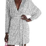ROTATE BIRGER CHRISTENSEN Samantha Sequined Stretch Mini Wrap Dress Silver 4 Photo 0