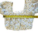 ZARA  Crop Top Floral Print Balloon Sleeve White Yellow Womens Size Small Photo 13