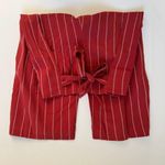 J.O.A. High Waisted Wide Leg Crop Pant with Tie Red Stripe Size Medium NWT Photo 1