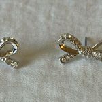 Kate Spade : “Skinny Mini” Pave Bow Stud Earrings- Silver Tone Photo 5