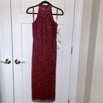 Mac Duggal NWT Red Hand Embellished Halter Neck Midi Sheath Dress - 70110 Burgundy Photo 1