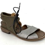 P. Monjo Roman Style Slingback Sandals Lace Up Silver Tan Leather Womens Size 36 Photo 0