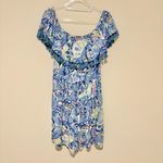 Lilly Pulitzer Lilly Pulitzer La Fortuna Blue Peri Pinch Off The Shoulder Romper Size Large Photo 1